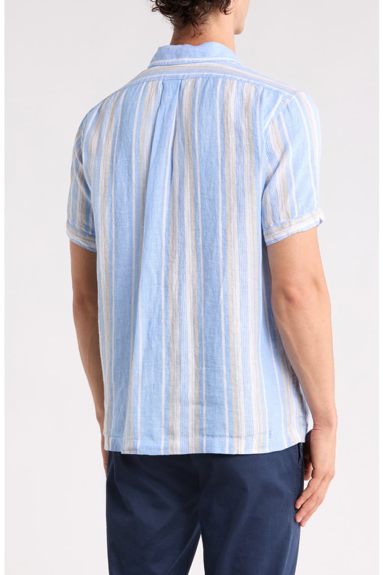 Regular Fit Stripe Linen Camp Shirt, Alternate, color, BLUE SAND STRIPE