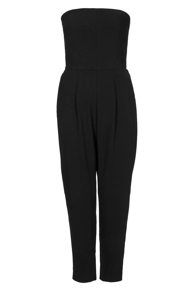 Tailored Strapless Jumpsuit, Alternate, color, BLACK