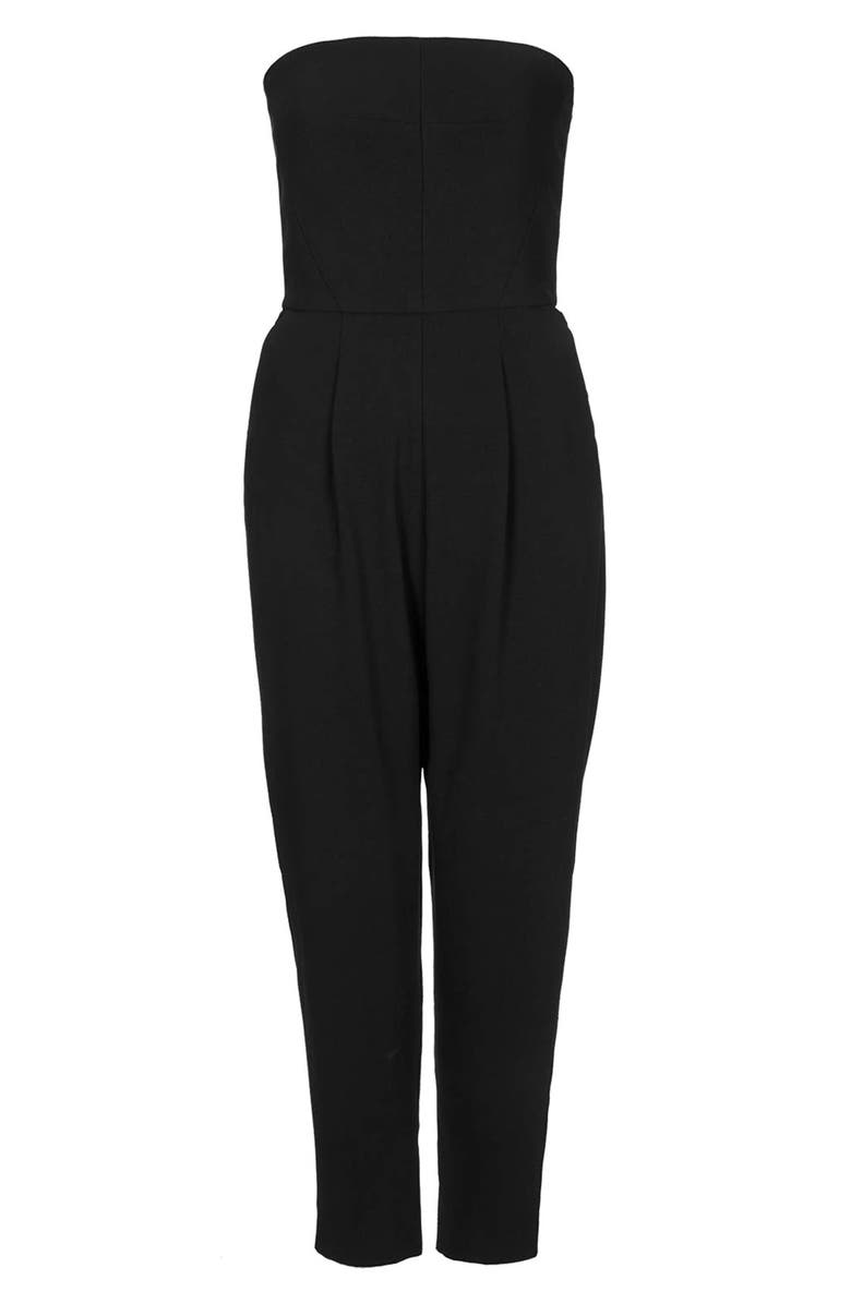 Topshop Tailored Strapless Jumpsuit, Alternate, color, 