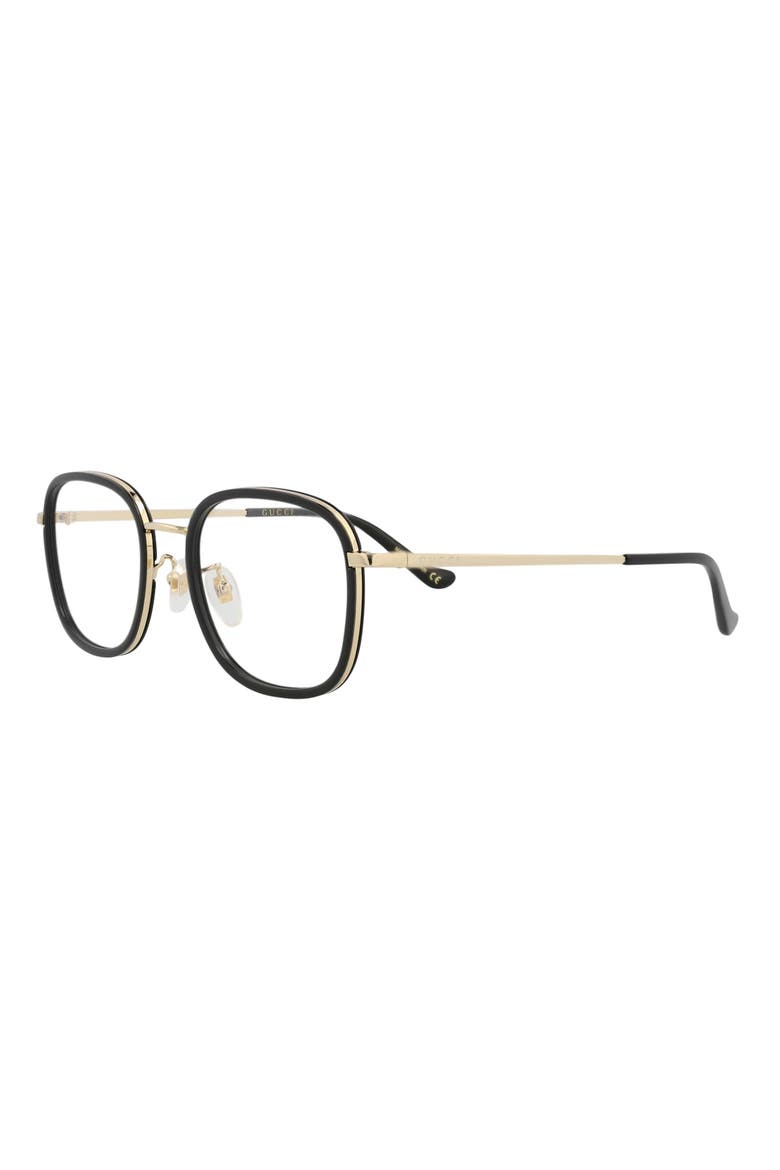 52mm Square Sunglasses, Alternate, color, BLACK GOLD TRANSPARENT