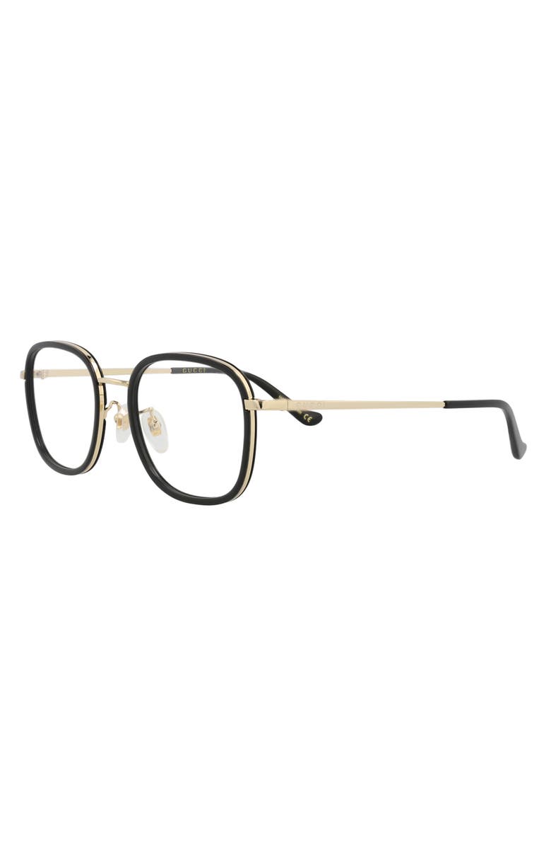 Gucci 52mm Square Sunglasses, Alternate, color, Black Gold Transparent