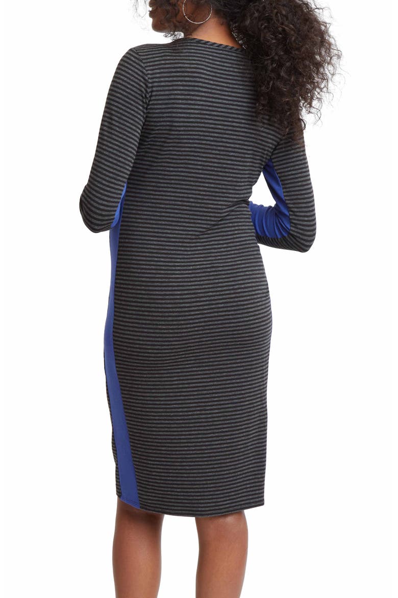 Maternity Dress, Alternate, color, CHARCOAL STRIPE