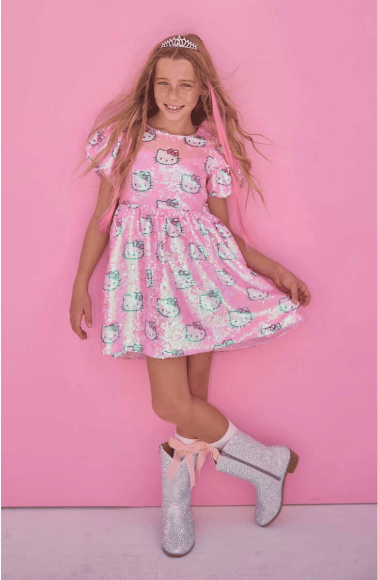 Lola + The Boys Sequin Hello Kitty<sup>®</sup> Party Dress, Alternate, color, Pink