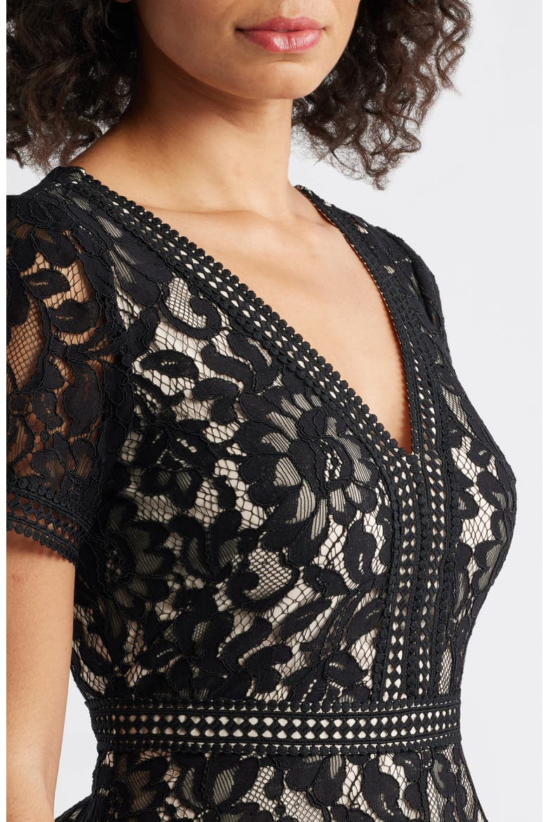 Lace Tiered Dress, Alternate, color, BLACK