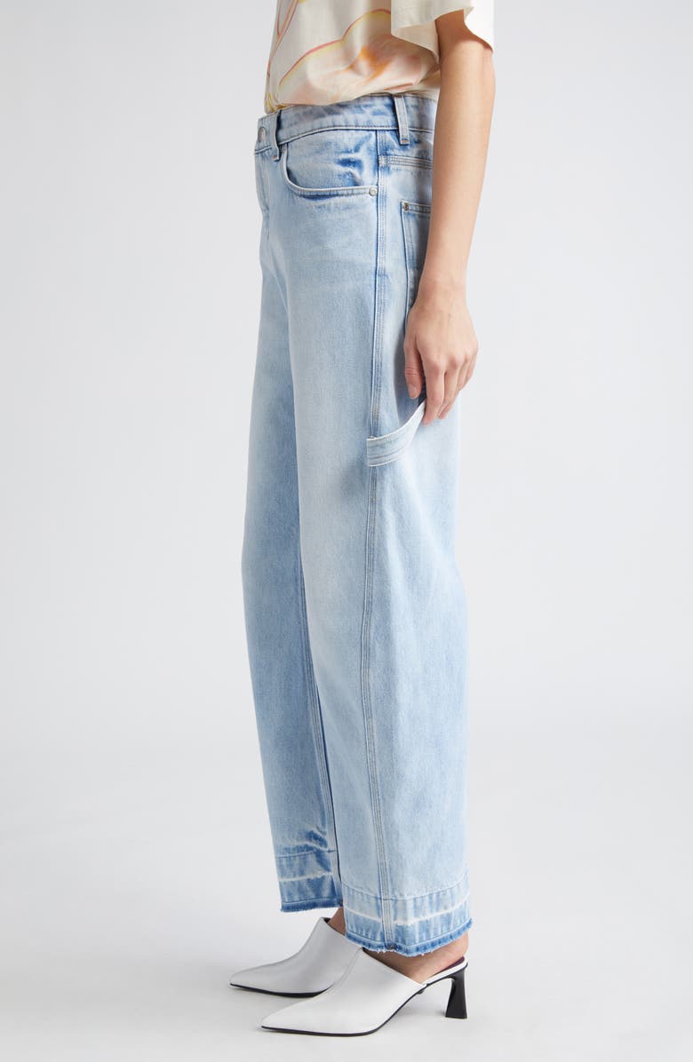 Stella McCartney High Waist Raw Released Hem Banana Leg Utility Jeans, Alternate, color,