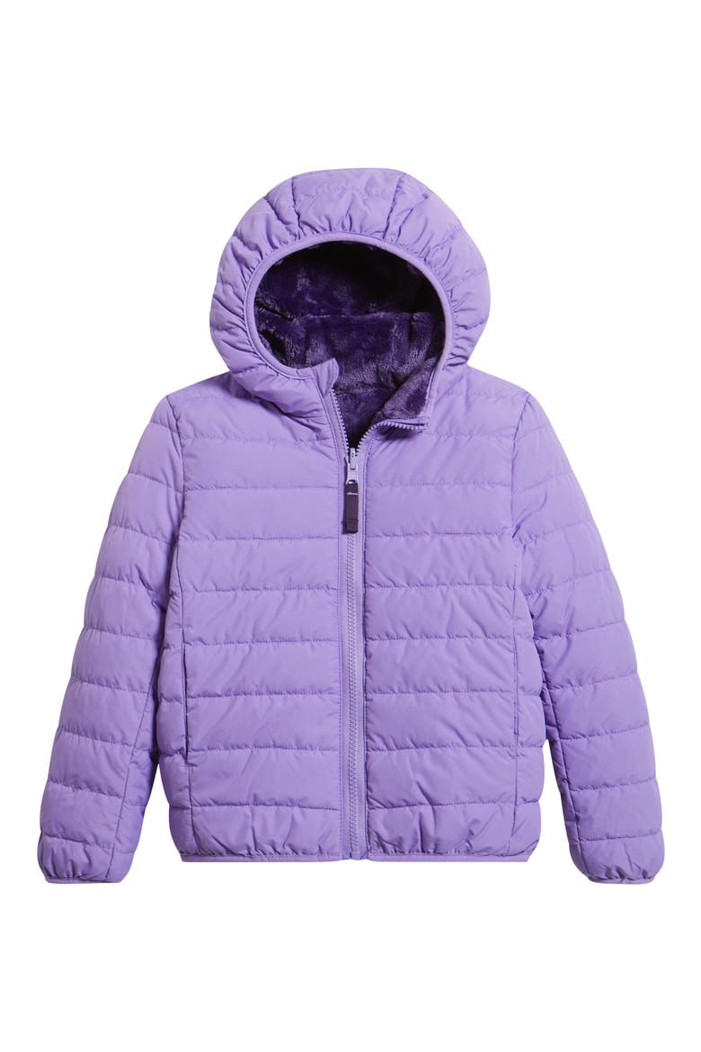 Kids' Reversible Fleece Puffer Jacket, Alternate, color, VIOLET /GRAPE