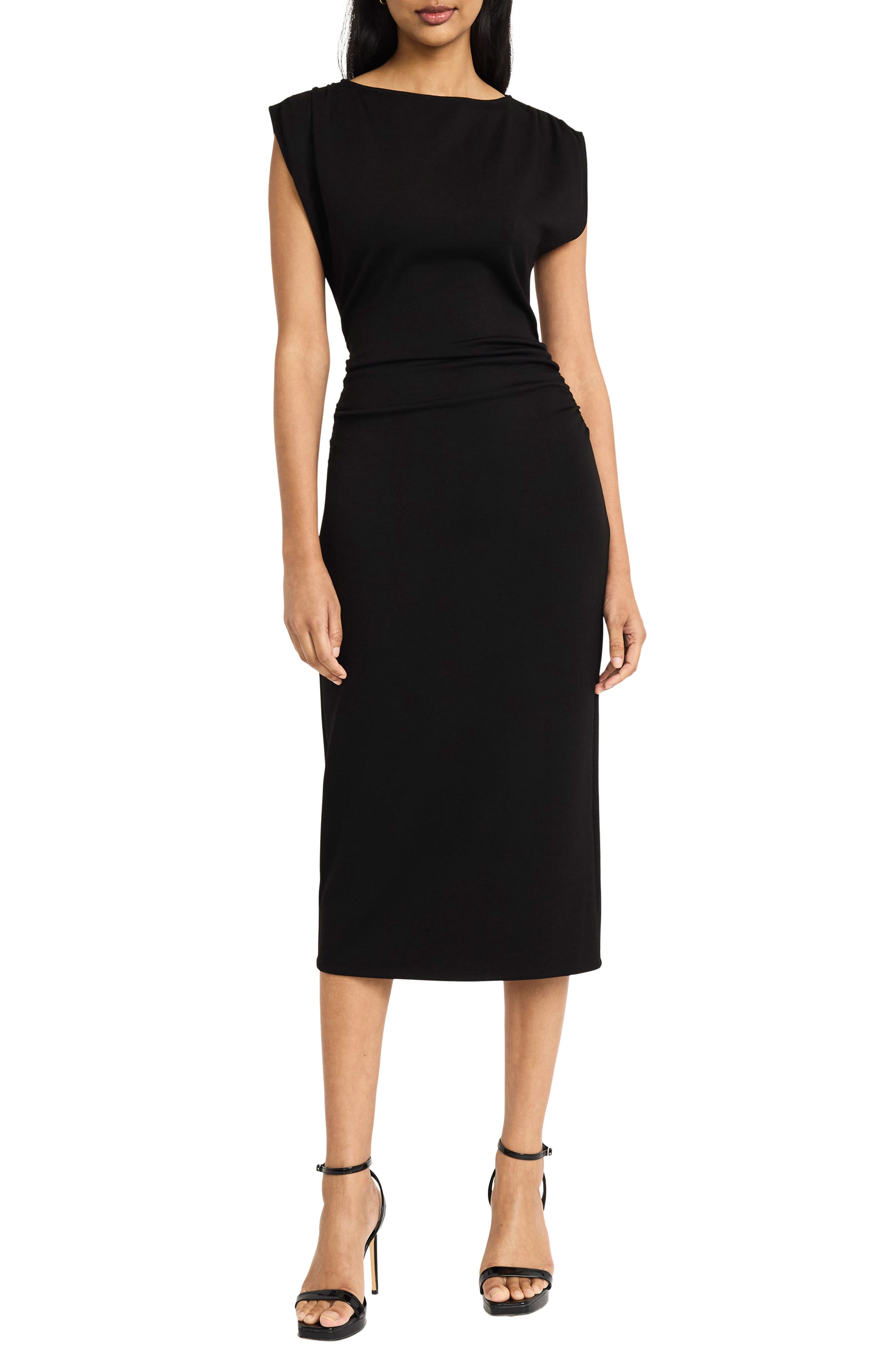 DONNA MORGAN FOR MAGGY Ruched Cap Sleeve Dress