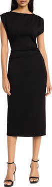 DONNA MORGAN FOR MAGGY Ruched Cap Sleeve Dress