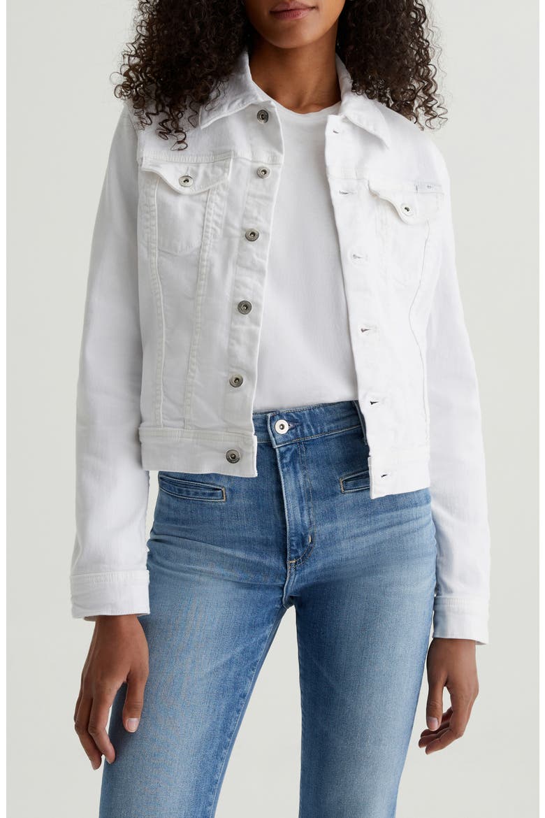 Robyn Denim Trucker Jacket, Main, color, WHITE