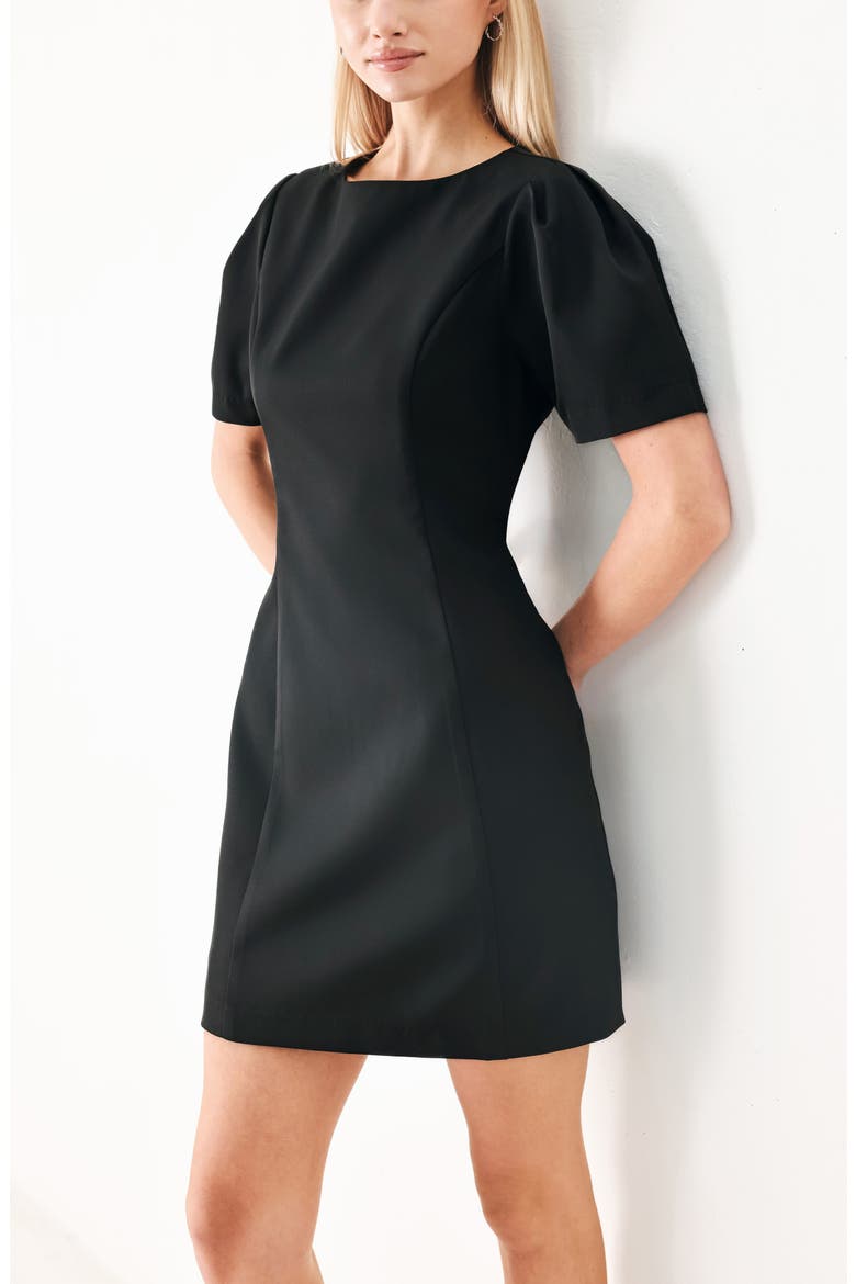 Puff Sleeve Minidress, Alternate, color, BLACK