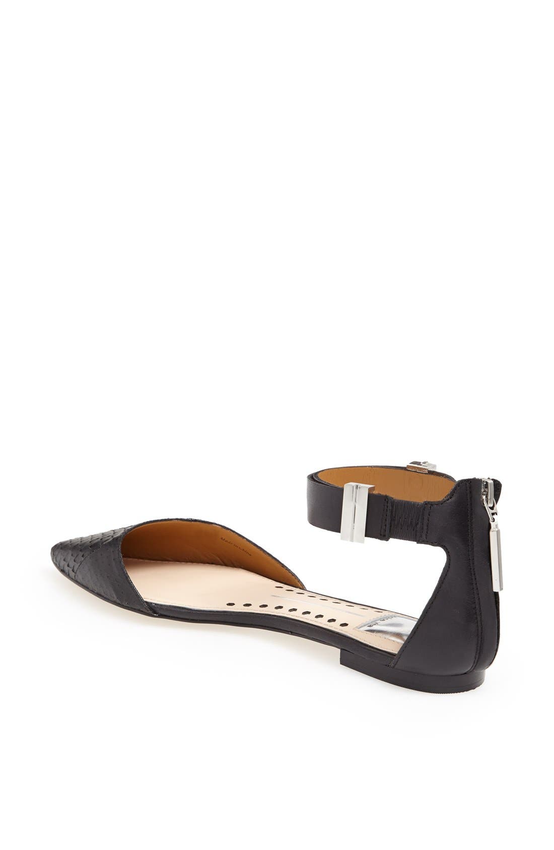 'Agusta' Ankle Strap d'Orsay Flat, Alternate, color, BLACK SNAKE LEATHER