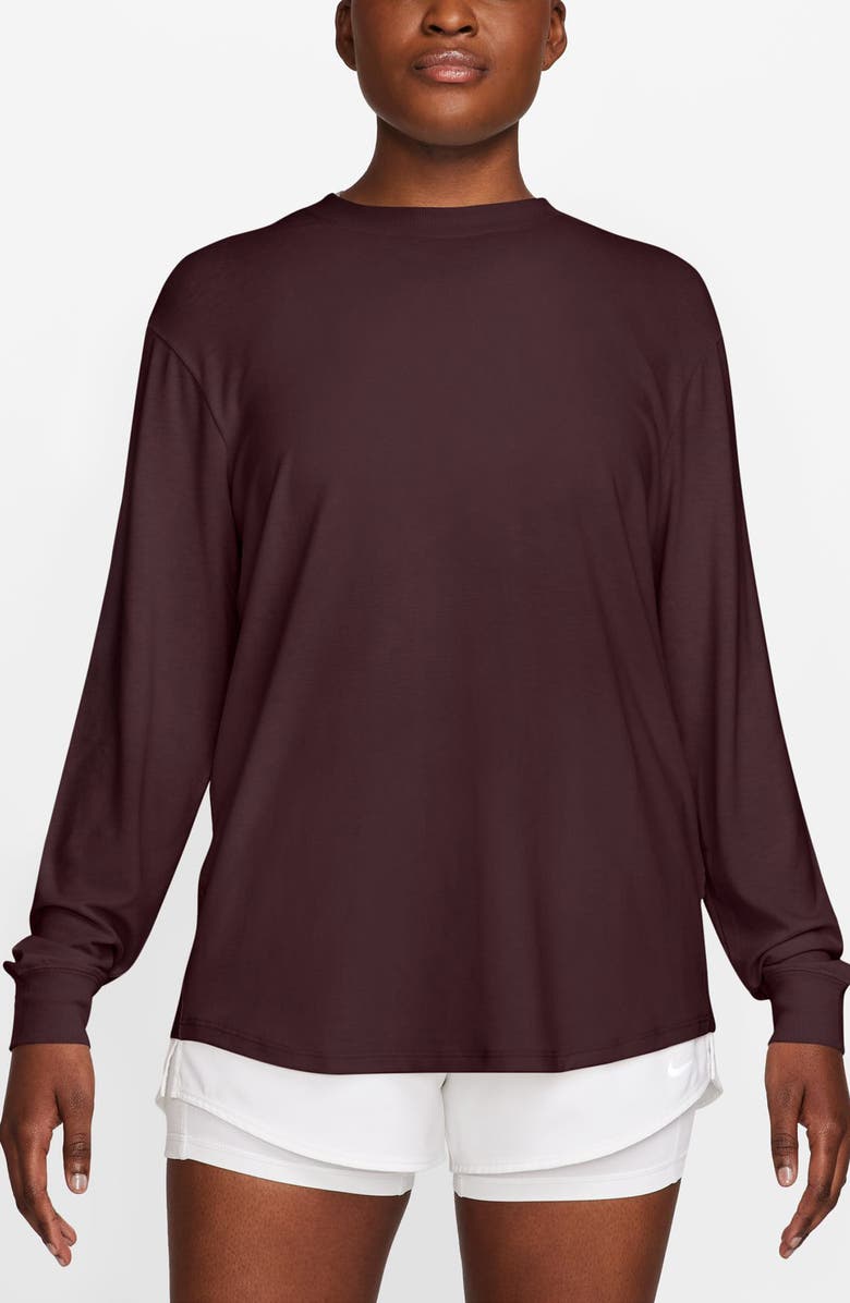 Nike One Relaxed Dri-FIT Top, Main, color, Burgundy
