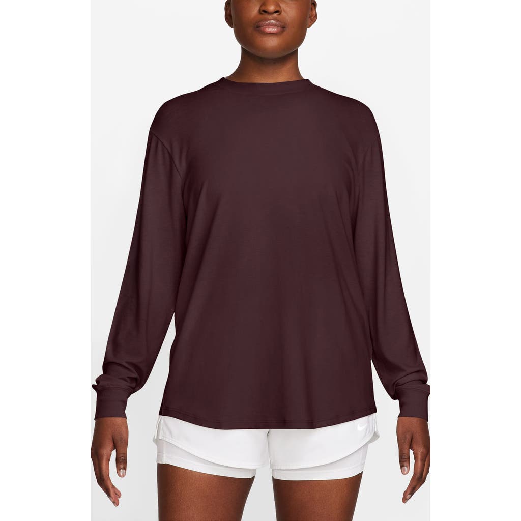 Nike One Relaxed Dri-fit Top In Brown