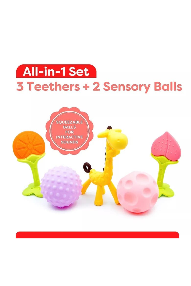 Silicone Sensory Baby Teether Toy Set, Alternate, color, Multicolor