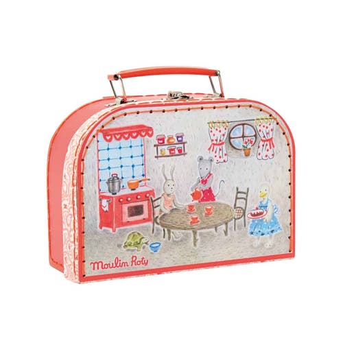Moulin Roty Suitcase Tea Party Ceramic Set The Big Family In Multi