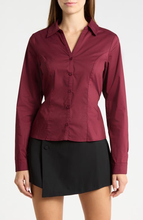 Long Sleeve Button Down Shirt with Tie