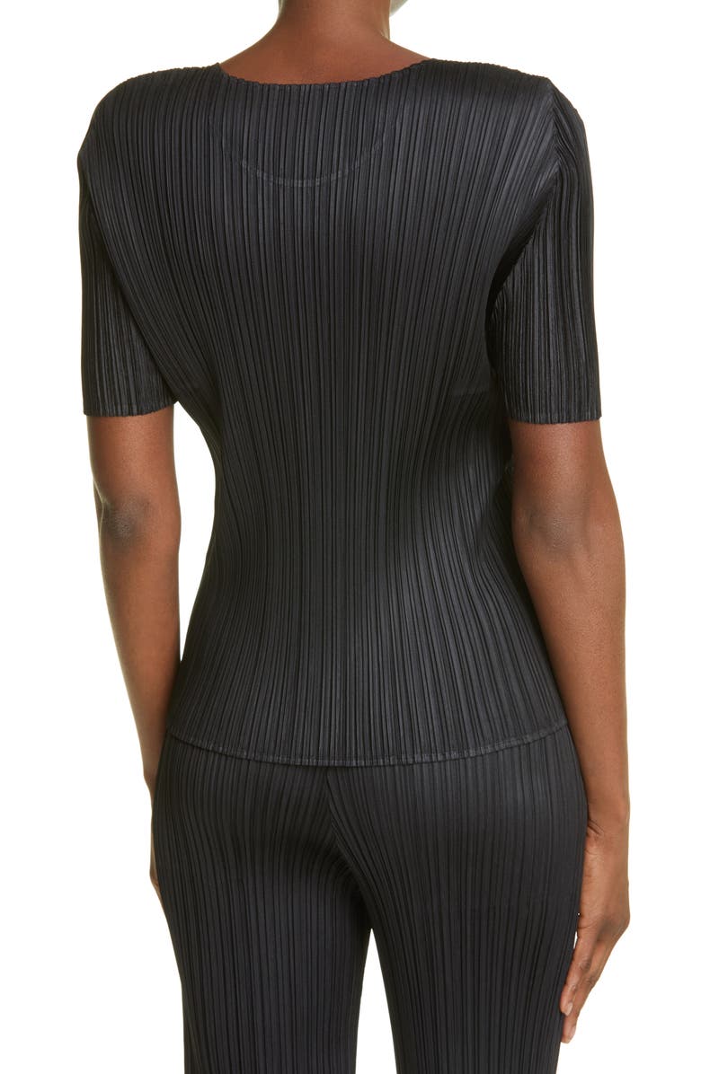 Pleats Please Issey Miyake Pleated Top, Alternate, color, Black