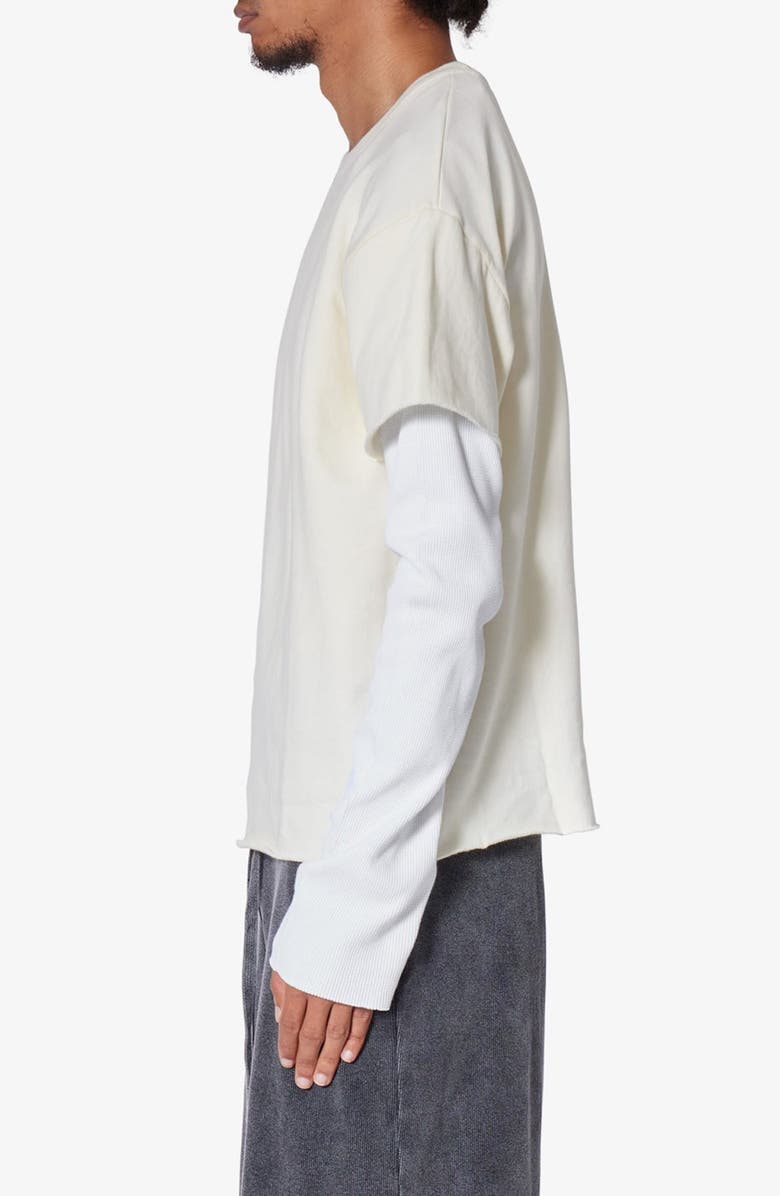 mnml Cotton French Terry Layered Long Sleeve T-Shirt, Alternate, color, Cream