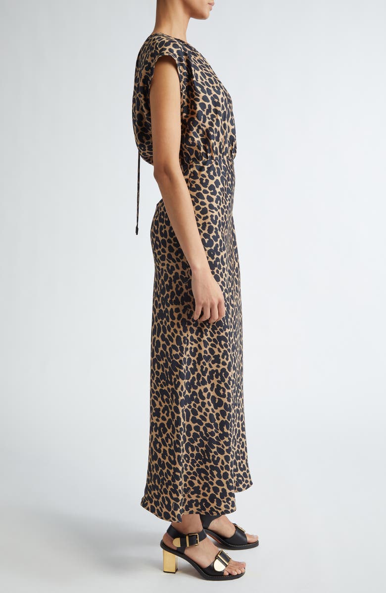 Max Mara Juglas Leopard Print Silk Dress, Alternate, color, 