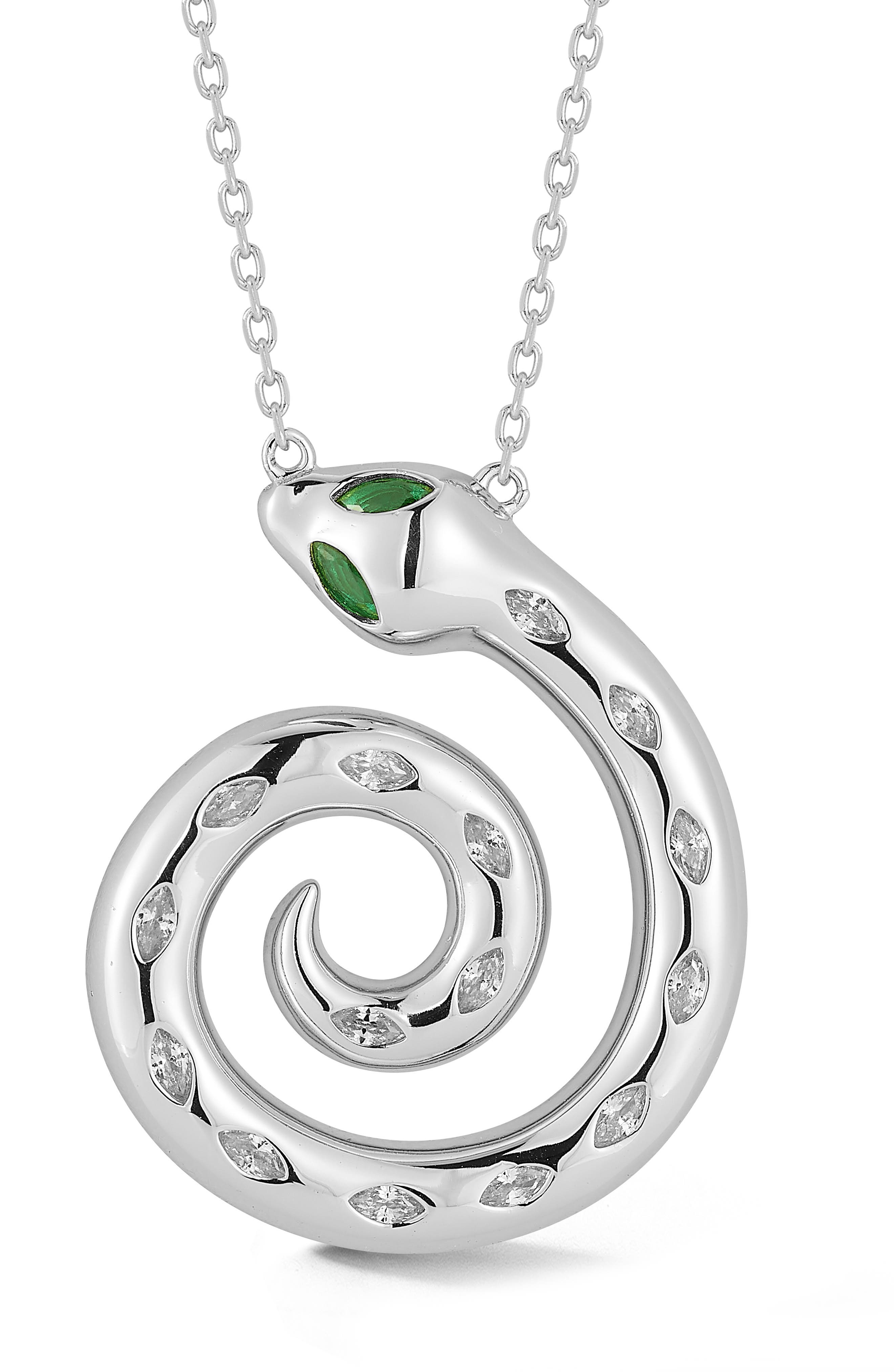 GLAZE JEWELRY Cubic Zirconia Swirl Snake Pendant Necklace