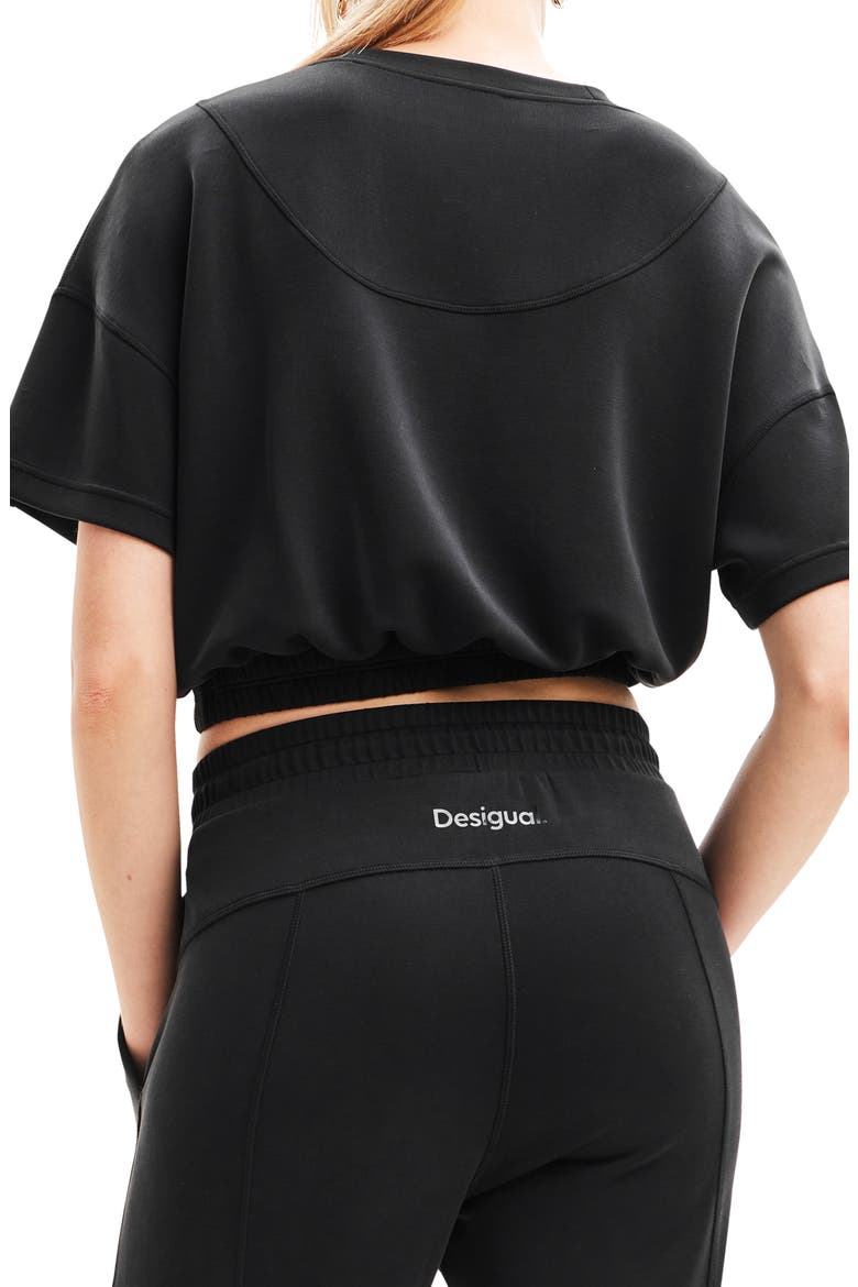 Short Sleeve Crop Sweatshirt, Alternate, color, BLACK
