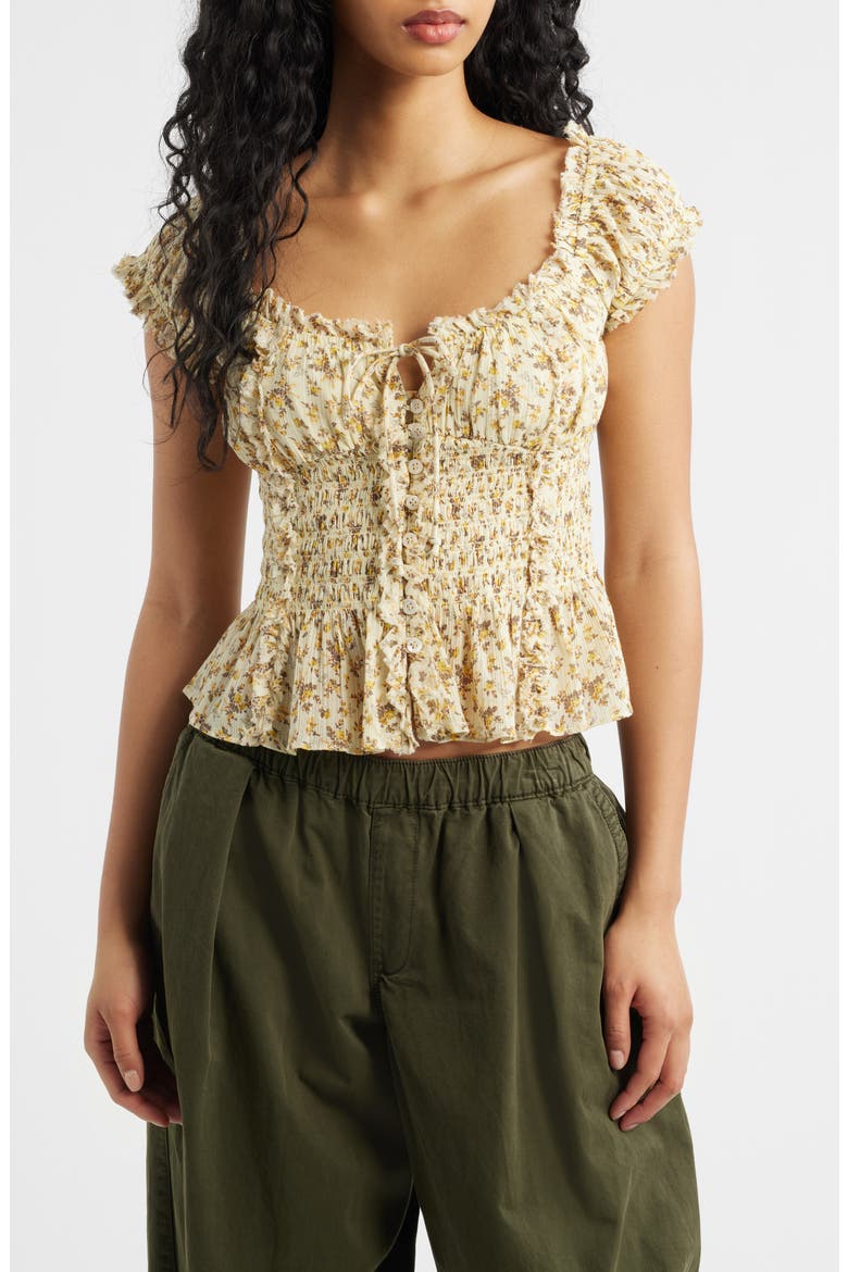Mabel Floral Cotton Top, Main, color, YELLOW FLORAL