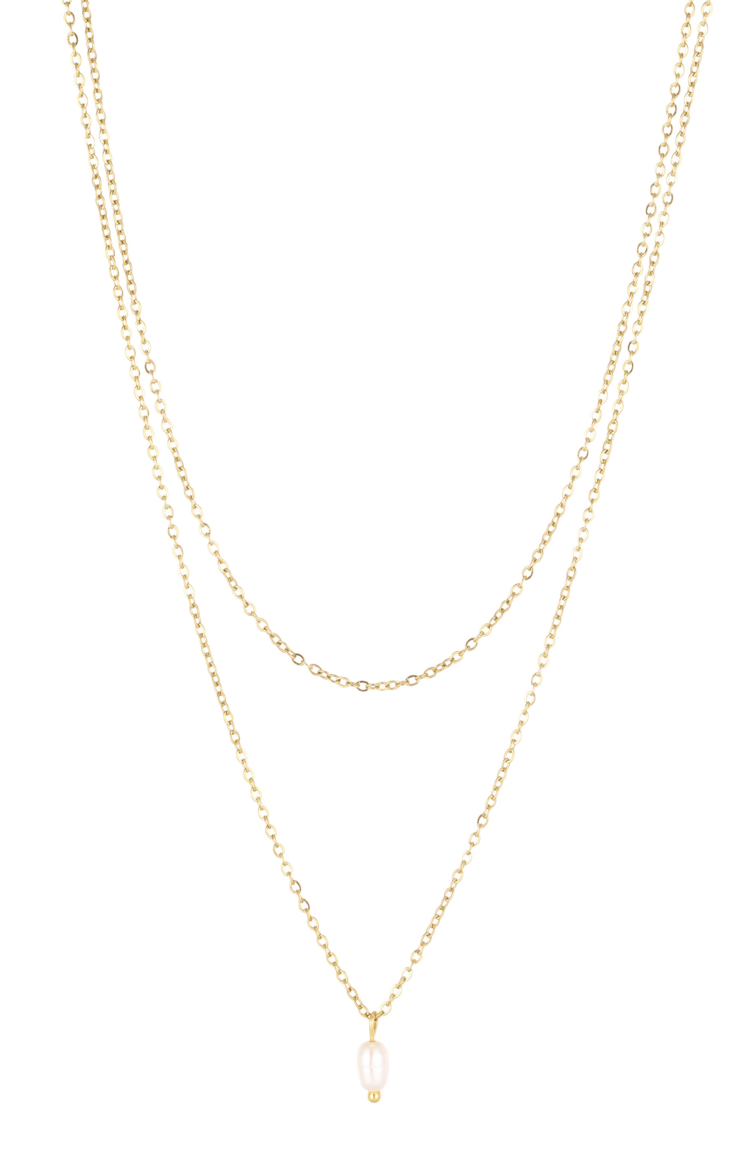Imitation Pearl Layered Pendant Necklace