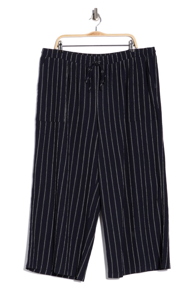 Crinkle Wide Leg Pants, Alternate, color, NAVY- IVORY REVA STRIPE