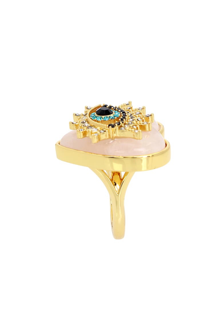 Evil Eye Quartz Heart Cocktail Ring, Alternate, color, PINK