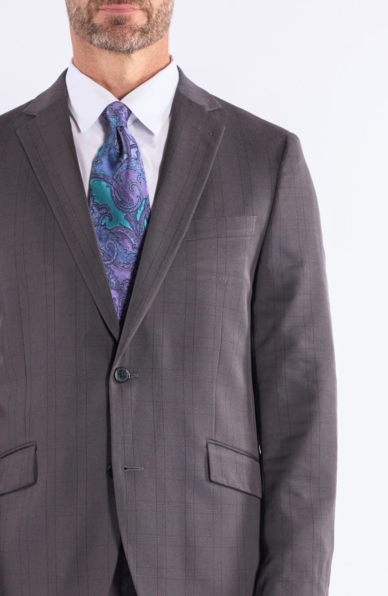SAVILE ROW CO Hoxton Charcoal Plaid Notch Lapel Suit, Alternate, color, Grey