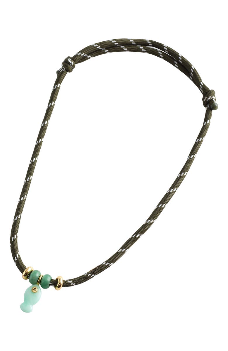 Madewell Paracord Charm Necklace, Main, color, Antique Gold