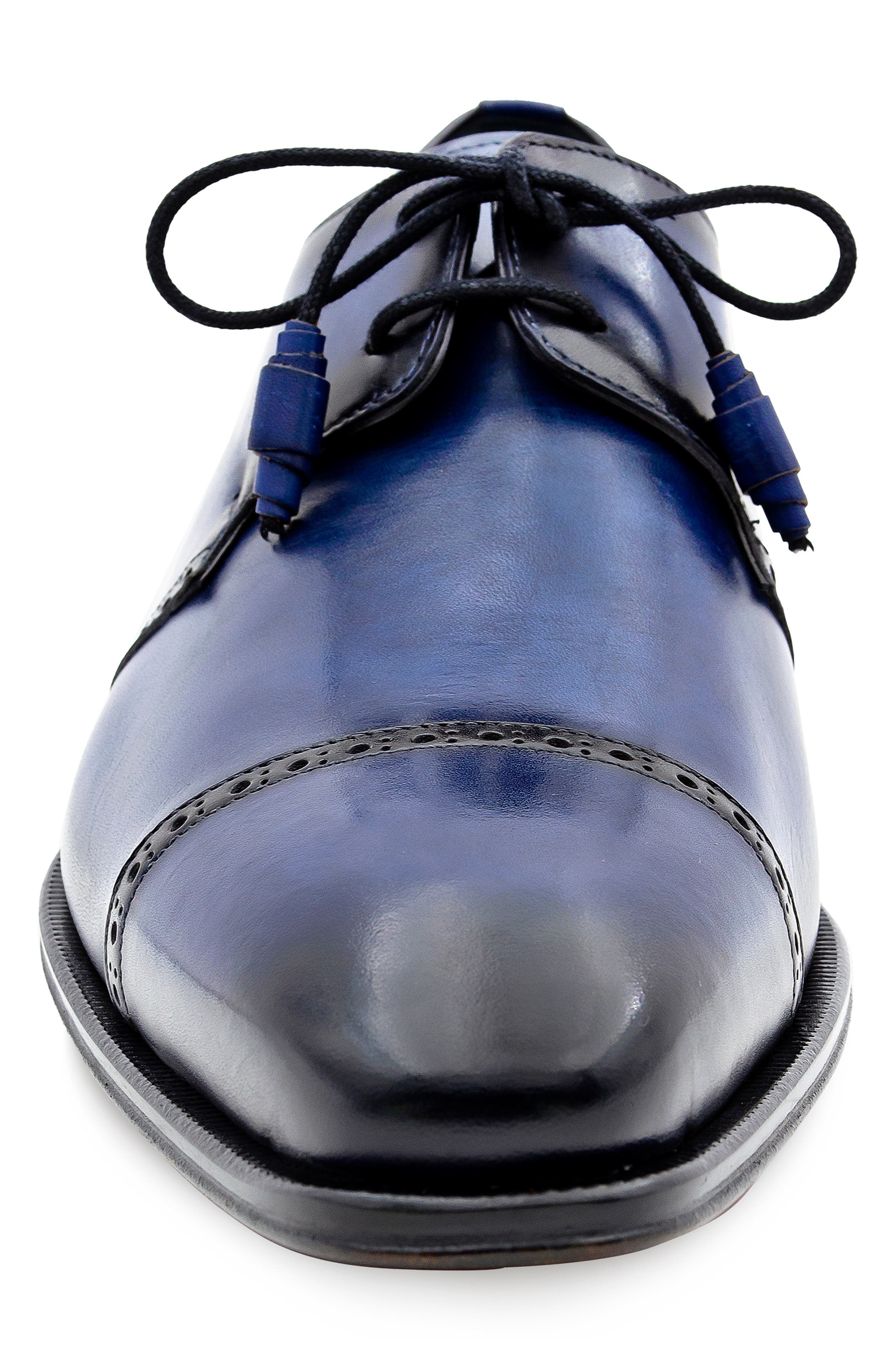 2-Eyelet Cap Toe Leather Derby, Alternate, color, BLUE