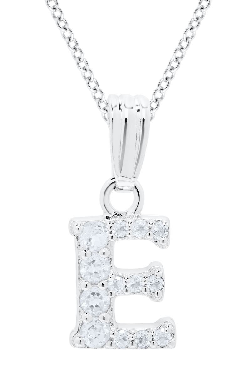 White Topaz Pavé Initial Pendant Necklace, Main, color, SILVER - E