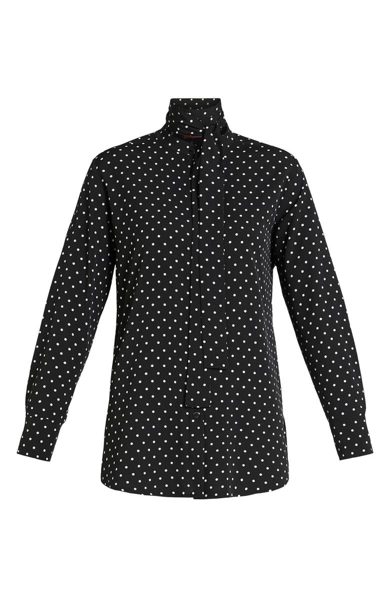 Marina Rinaldi Freccia Polka Dot Button-Up Shirt with Removable Scarf, Alternate, color, 