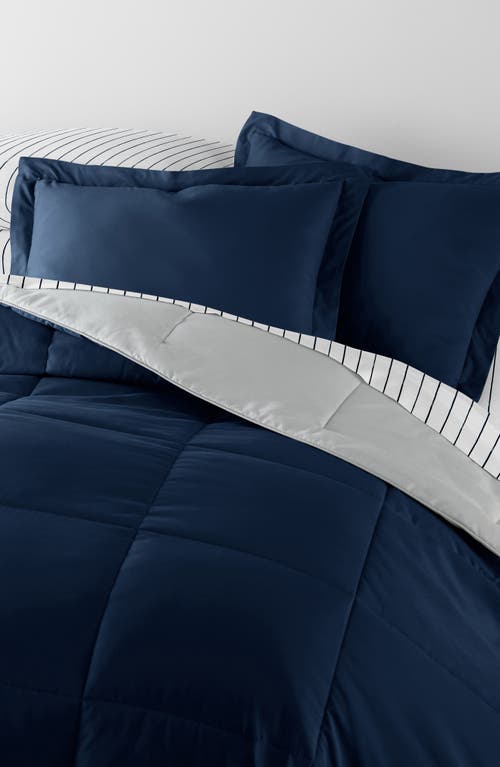 Homespun 7-piece Assorted Reversible Comforter Set In Navy