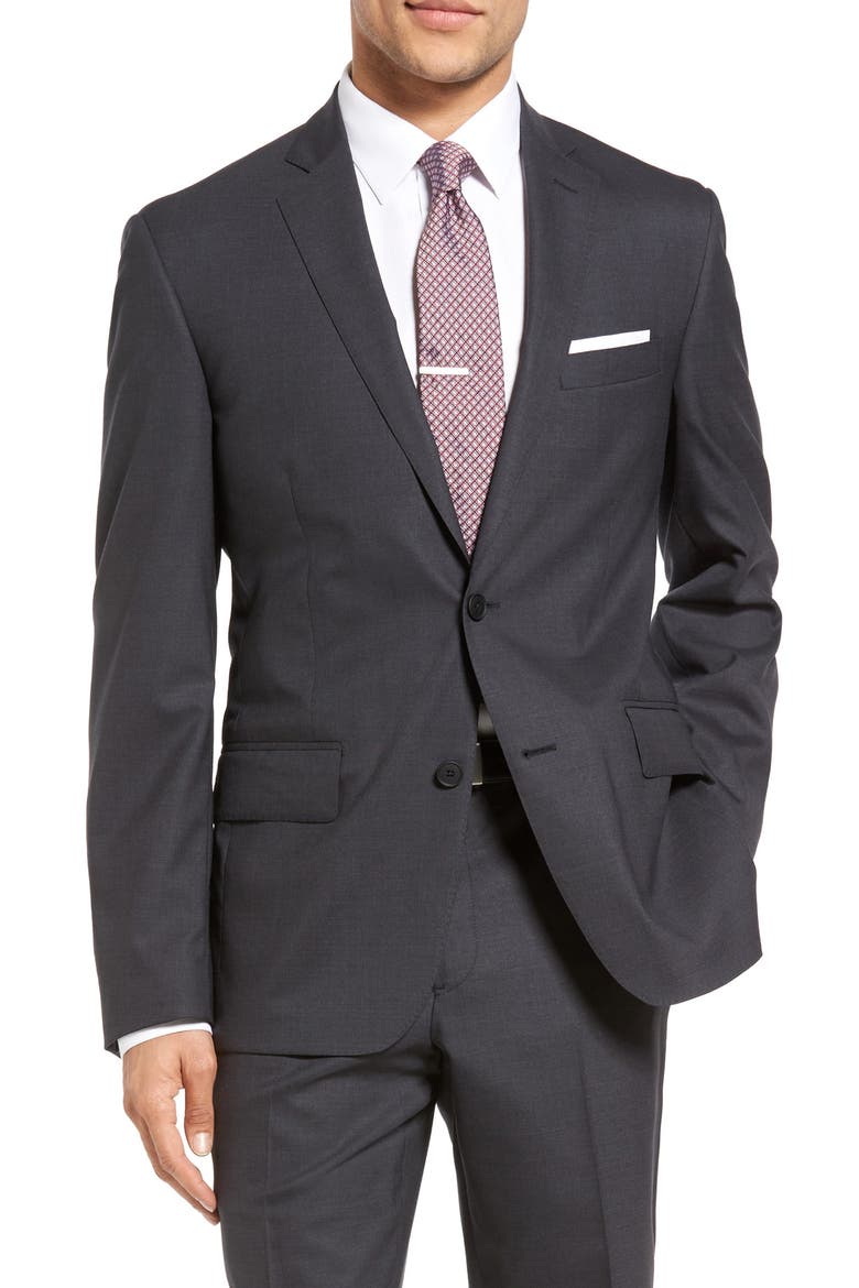 Tech-Smart Trim Fit Solid Stretch Wool Travel Suit, Alternate, color, GREY