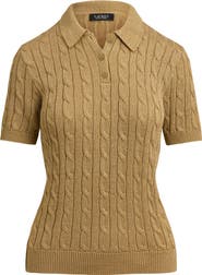 Lauren Ralph Lauren Metallic Cable Polo Sweater