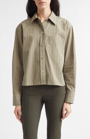 Vince Stripe Crop Poplin Shirt
