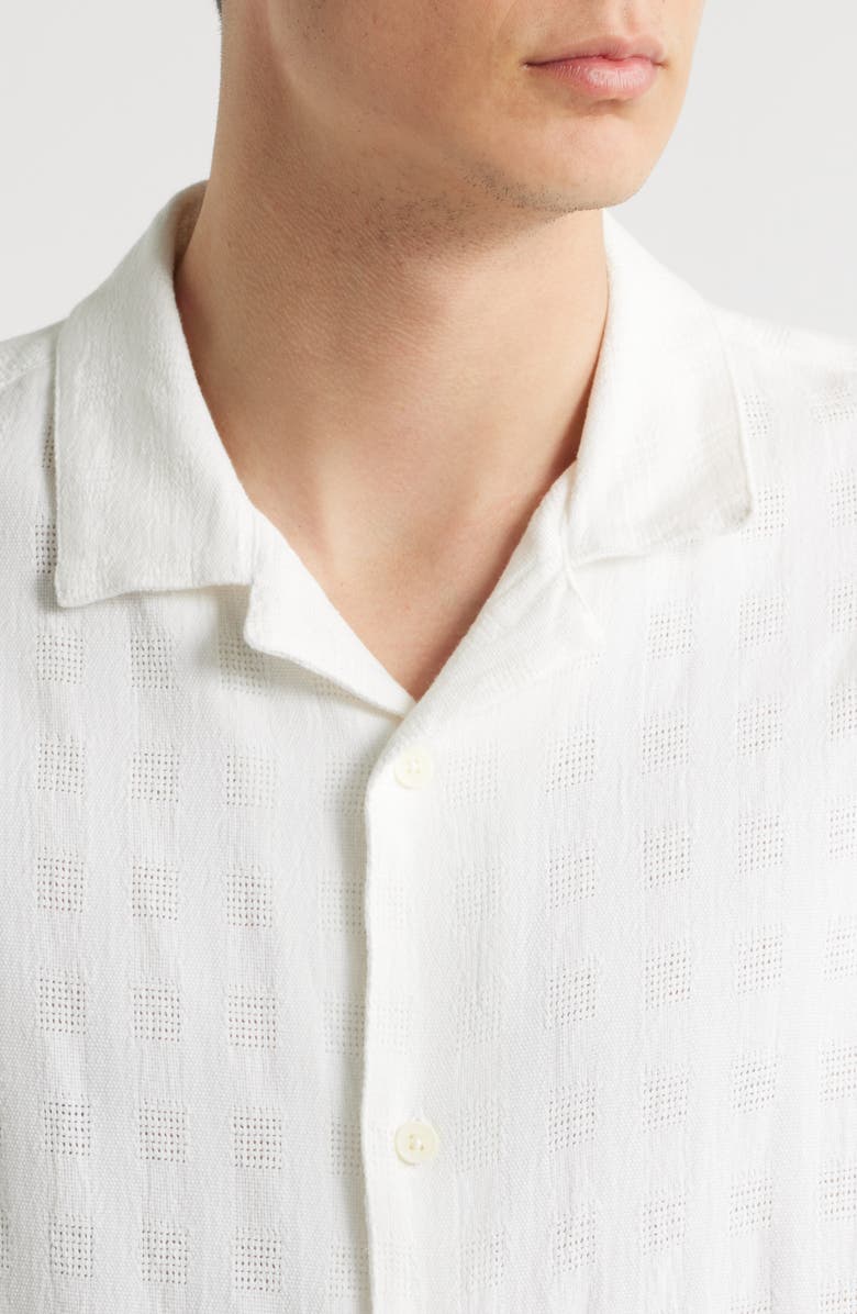 Wax London Didicot Open Weave Cotton Camp Shirt, Alternate, color, Ecru