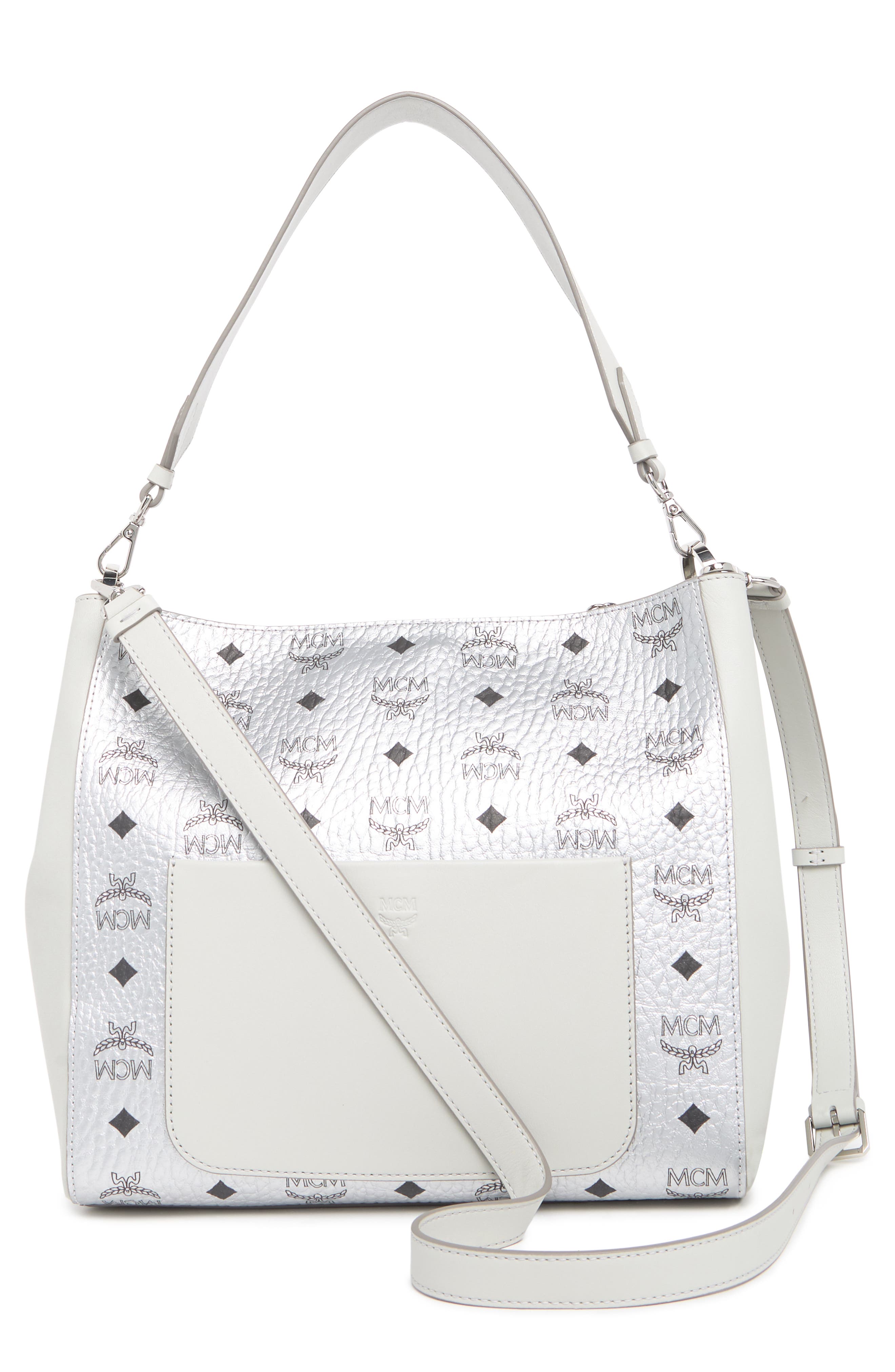 MCM Medium Aren VI Leather Hobo Bag, Alternate, color, 