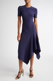 Michael Kors Collection Handkerchief Hem Stretch Wool Dress