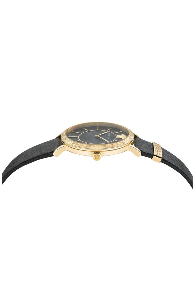 V-Eternal Leather Strap Watch, Alternate, color, GOLD
