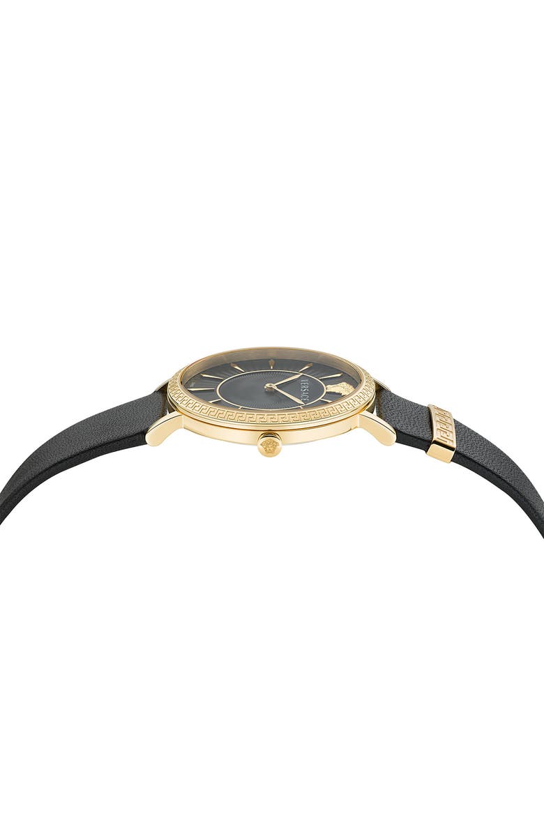 Versace V-Eternal Leather Strap Watch, Alternate, color, Gold