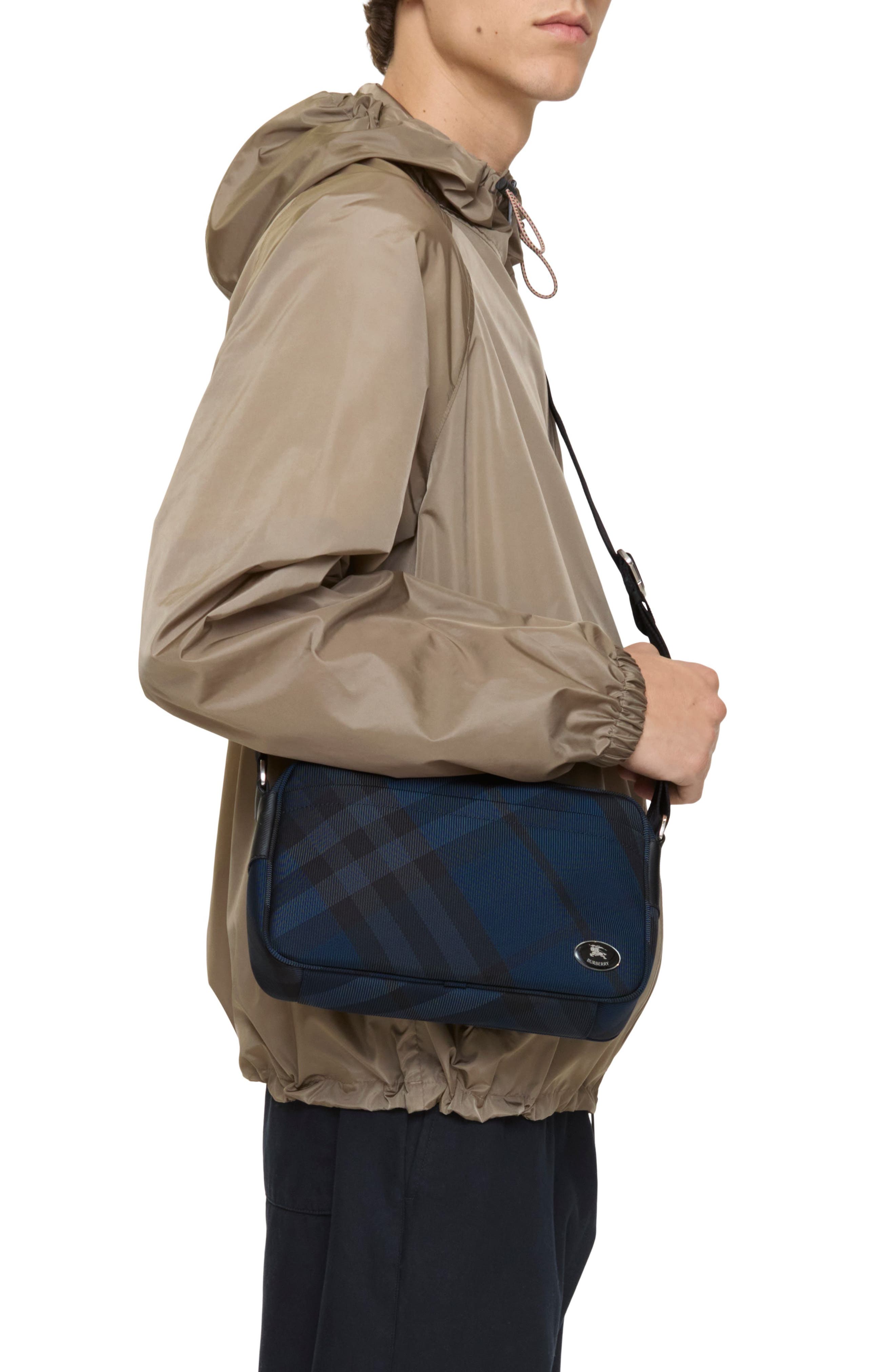 Slim Grid Check Nylon Crossbody Bag, Alternate, color, NAVY