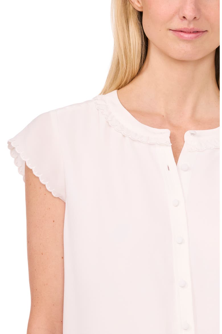 Scalloped Cap Sleeve Top, Alternate, color, NEW IVORY
