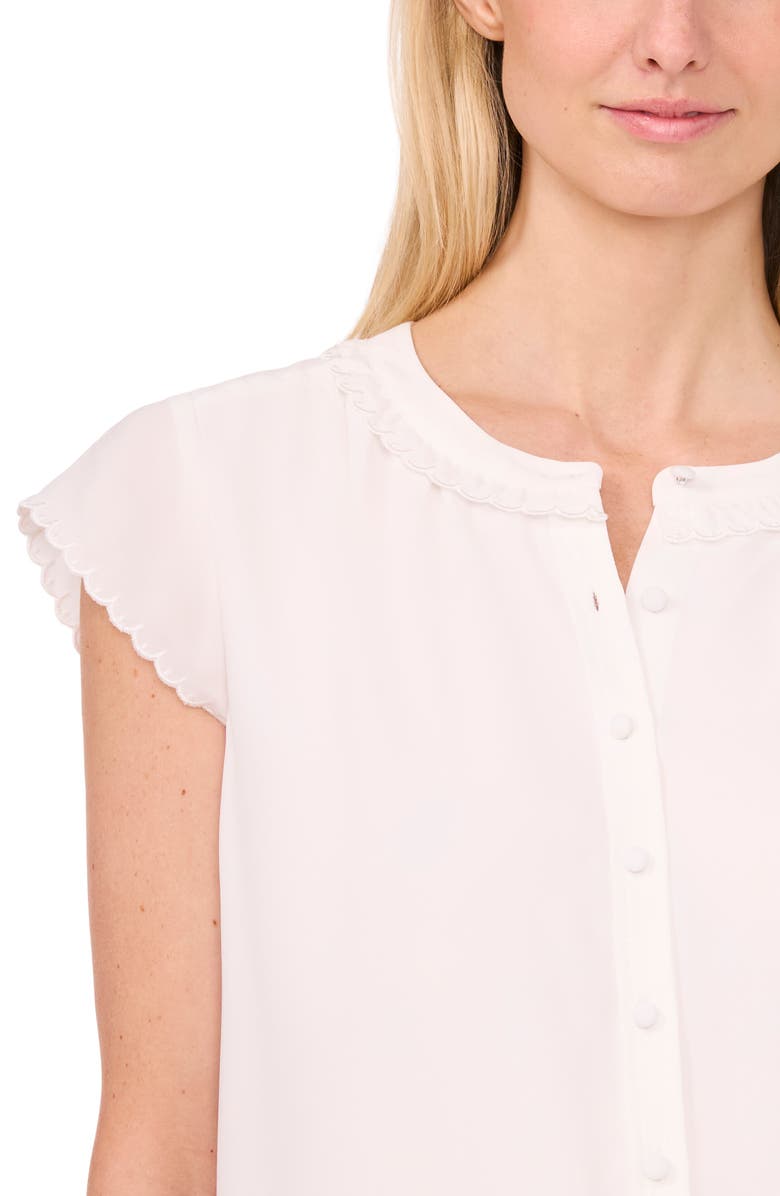 CeCe Scalloped Cap Sleeve Top, Alternate, color, New Ivory