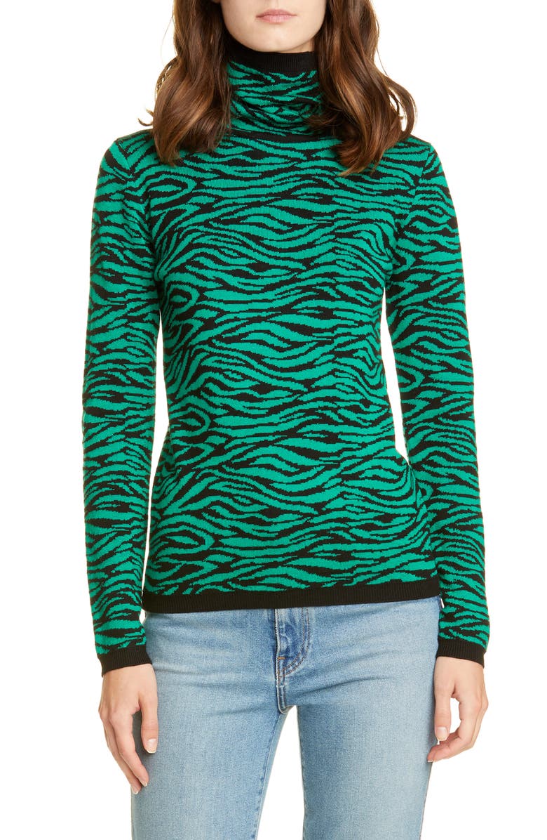 Victor Glemaud Tiger Stripe Turtleneck Wool Sweater, Main, color,