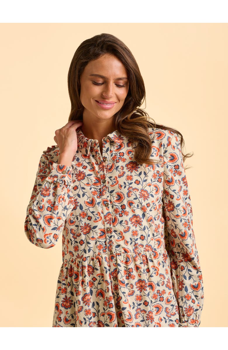 Brakeburn Bella Long Sleeve Shirt Midi Dress, Alternate, color, Cream