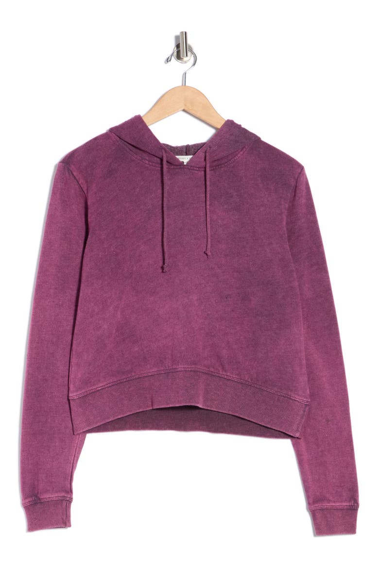 Rose Mineral Wash Crop Hoodie, Alternate, color, EGGPLANT
