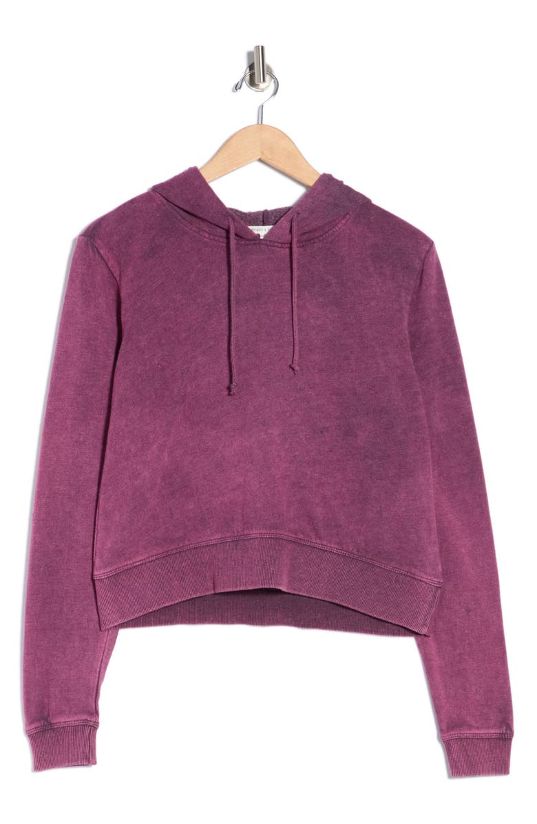 Threads 4 Thought Rose Mineral Wash Crop Hoodie, Alternate, color, Eggplant